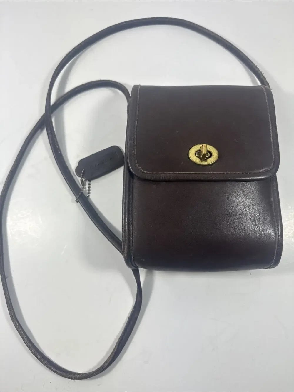 Vintage Coach 9893 Leather Scooter Crossbody Shoulder Bag Flap Mahogany Brown